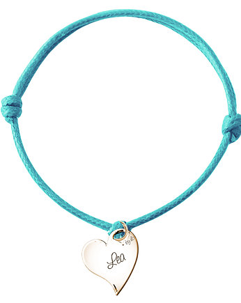 Bransoletka sznurkowa serce LOVE DROP z grawerem, by ilo