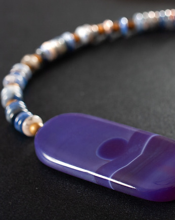 Naszyjnik z agatem, sodalitem i hematytem. [SN16], Anillito