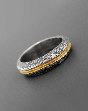 Obrączka, Surowe Srebro Pozłacane, Pastelove Jewelry