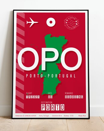 Plakat lotniczy - Porto Portugalia, Mappy Maps
