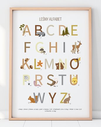 Leśny Alfabet - Plakat edukacyjny Las Alfabet, happykidsprints
