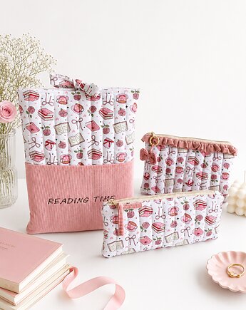 Zestaw dla romantyczki -etui na książkę, piórnik, kosmetyczka, Gucia Design