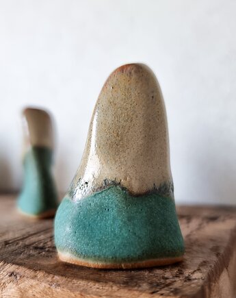 Mini wazon kremowo-turkusowy, drobne sztuki