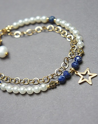 Pearls /white/ and lapis lazuli - bransoletka, OSOBY