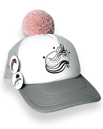 Szara czapka z daszkiem Pom Pom Cap Kotorożec, Pom Pom Cap