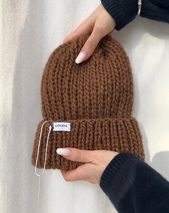 Czapka Lily 100% wełna handmade toffi dostępna od ręki, GANGSTA KNIT