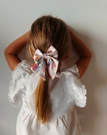 Gumka jedwabna z kokardą MINI scrunchie spring flowers, Capillum