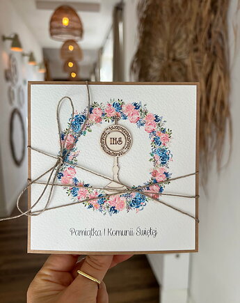 Oryginalna pamiątka kartka komunijna - Pierwsza Komunia Święta, sorte