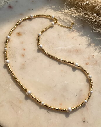 Naszyjnik naturalne perły złoty hematyt- stal szlachetna 316 pozłacana, Coccola JEWELLERY