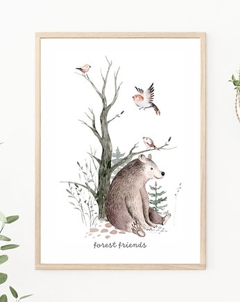 Plakat. Leśne przygody, miś, Love Life and Forest