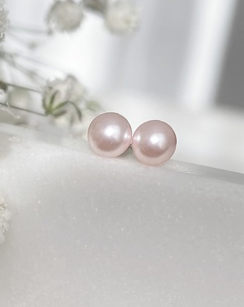 Kolczyki- perełki Swarovski - Perłowe Drobinki w kolorze różowym, Marisella