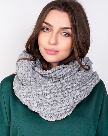 Stylowy, warkoczowy komin - SZ003 szary, Lanti