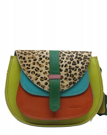 Torebka damska na ramię skórzana pojemna kolorowa ze skrawków eko OLIVKA, Olivka Warsaw