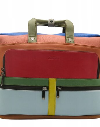 Aktówka torba na laptopa skórzana rączki regulowany pasek kieszenie OLIVKA, Olivka Warsaw