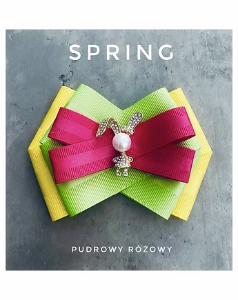 Brosza  Wielkanocna z Zajączkiem WIOSNA, Pudrowy Różowy