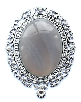 UNIKAT - broszka kameliowa z agatem szarym, KEIT