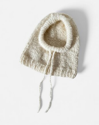 Kremowa balaclava boucle, SZYSZKA sztrykuje