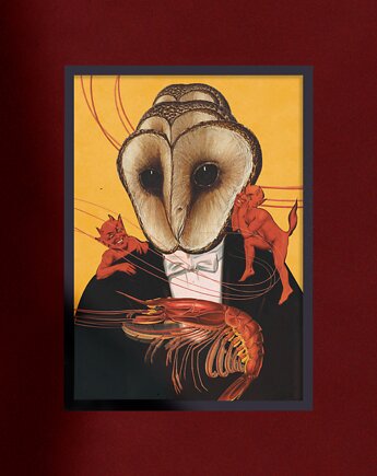 Kolaż / plakat dekoracyjny GENTLEMAN SOWA, Something Weird Collage
