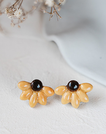 Kolczyki porcelanowe SUNFLOWER, rękoczyny