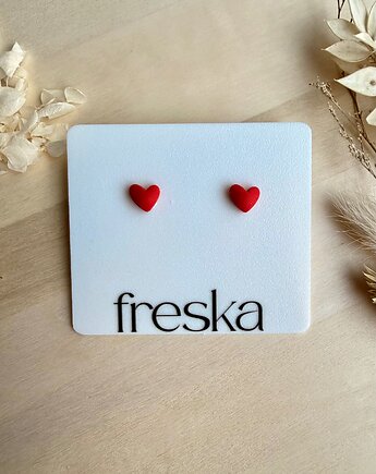 Kolczyki Serduszka 3D - czerwone, freska