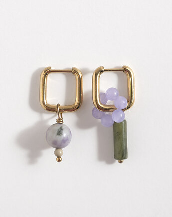 Złote kolczyki z kamieni naturalnych, ech studio