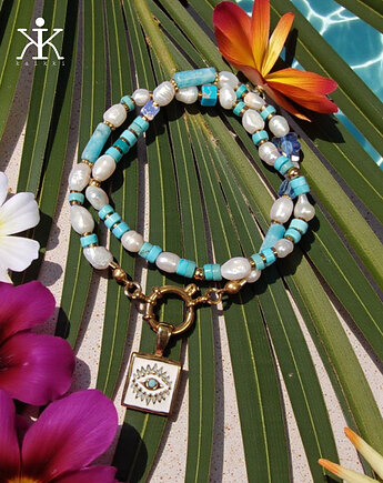 Naszyjnik z perłami zawieszką oko proroka, Kaikki