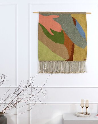 Ręcznie tkany kilim - wełniana makatka - cykl BLISKOŚĆ - UŚCISK, Topole 
