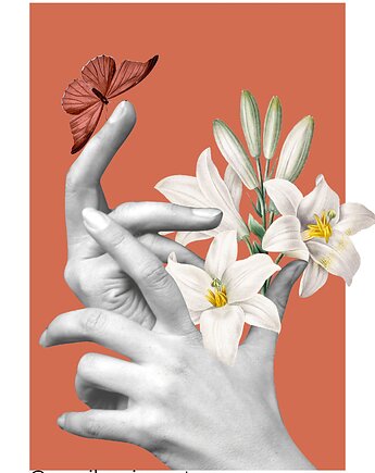 Plakat Kolaż Delikatna Siła, pine art