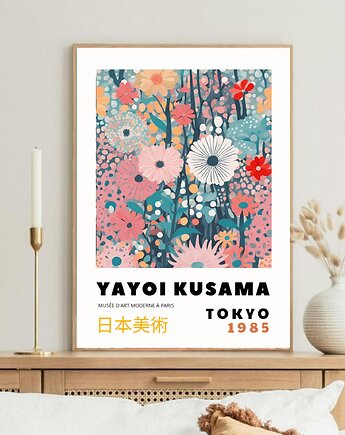 PLAKAT dekoracyjny , maki Yayoi Kusama, wystawowy, kwiaty, black dot studio