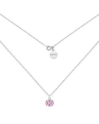 Srebrny naszyjnik z różowymi kryształami, SOTHO