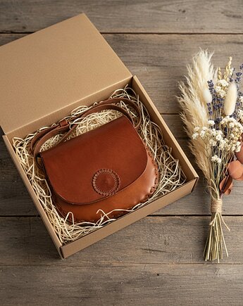 Torebka skórzana ręcznie robiona góralska Annita mała skóra naturalna, SempreArte