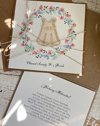 Wyjątkowa ręcznie robiona kartka na chrzest i roczek jednocześnie, sorte