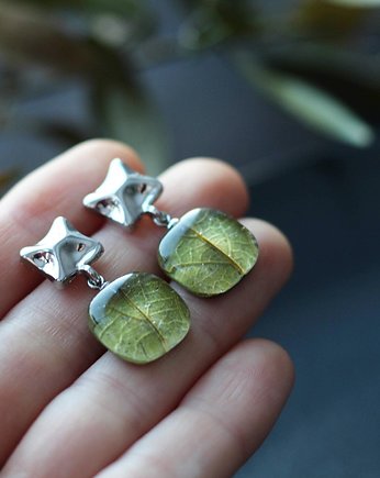 Kolczyki z naturalnymi kwiatami w żywicy., Bioevgenika Jewelry
