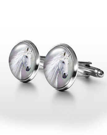 Biały koń - spinki do mankietów, yenoo