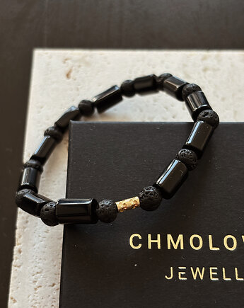 Bransoletka męska Lawa  i Turmalin, Chmolowska Jewellery