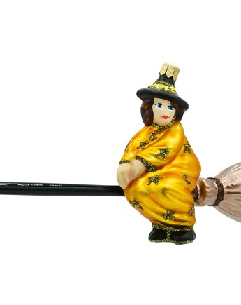 Bombka choinkowa: Czarownica na miotle: złota, Syn Bombkarza