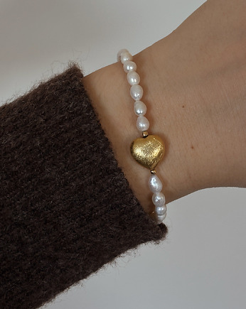 Bransoletka z pereł naturalnych serce, Chmolowska Jewellery