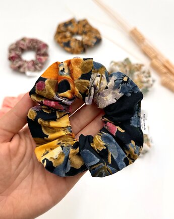 Scrunchie/frotka Vintage kwiaty, wu handmade