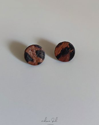 MINI GAJA urocze kolczyki ze skóry brązowa panterka, Malena Dul