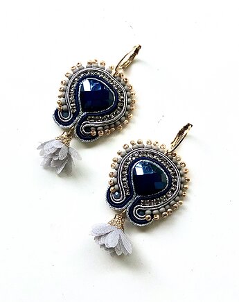 Sutaszowe kolczyki GREY FLOWERS, Sylwia Żak