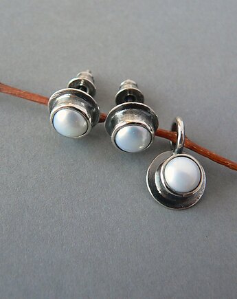 Kolczyki srebrne -białe perełki-komplet, Emilia Woźniak