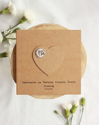 Serce eko. Zaproszenia komunijne, papierkarnia
