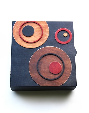 Szafka na klucze -  geometryczny ornament - drewniany organizer na klucze, Clock Wood Studio
