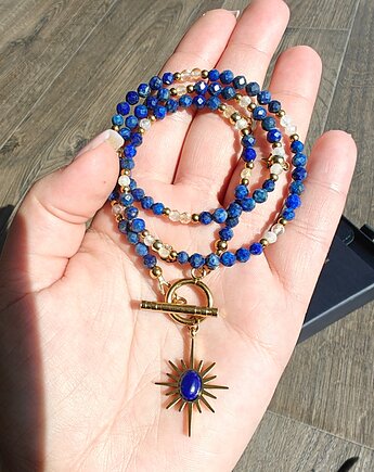 Długi naszyjnik Lapis lazuli i cytryn, NESSING handmade