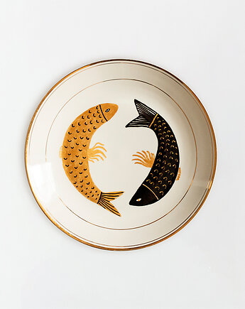 Talerz na ścianę - czarna i złota rybka, EMPE artstudio