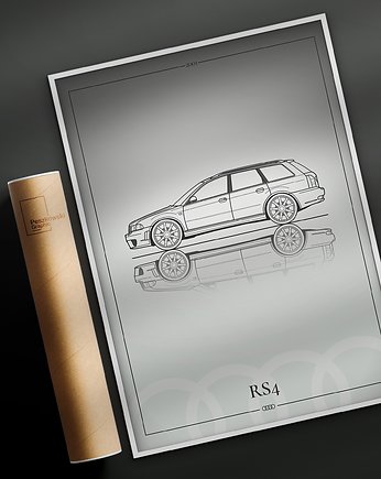 Plakat Motoryzacja - Audi RS4, OSOBY - Prezent dla świadka