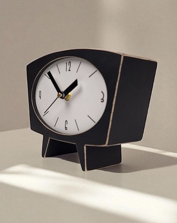 Cichy zegar drewniany CZARNY, Clock Wood Studio