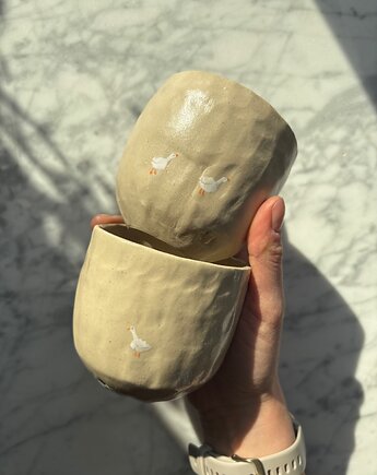 Zestaw 2 Organicznych Ceramicznych Czarek Wabi Sabi z Gąskami 220 ml, Maison Fragile