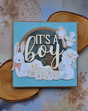 Kartka na baby shower chłopca (w kopercie), Kartkodzielo