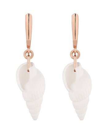 Kolczyki z różowego złota z białymi muszelkami, SOTHO